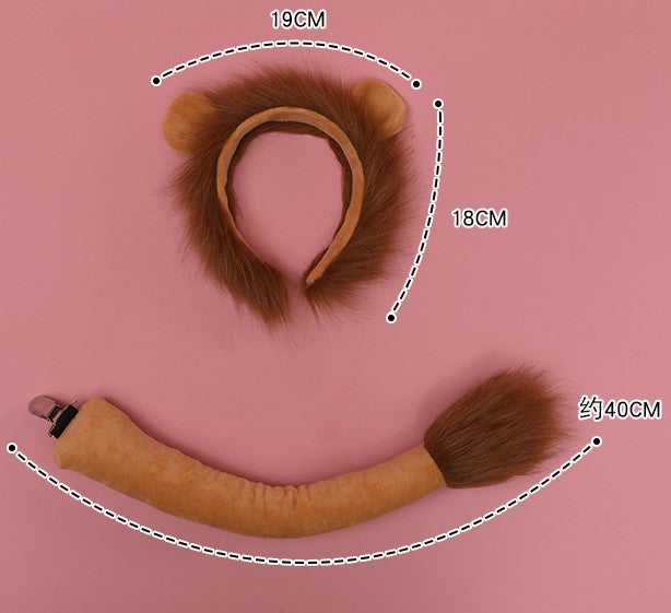 Festival Lion Ear Headband and Tail Animal Headband