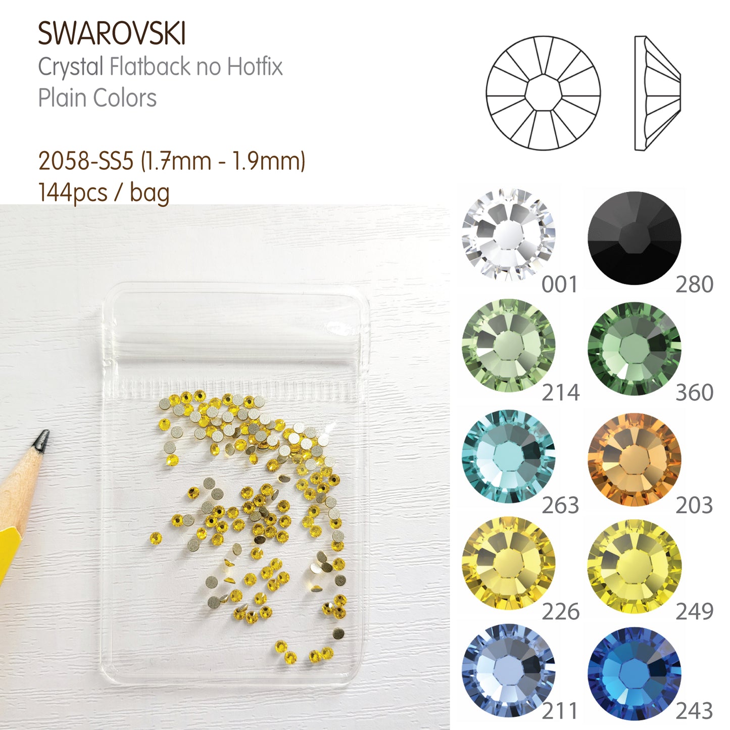 #2058-SS5 - Swarovski Flatback no Hotfix Crystal Picking Color - 144pcs