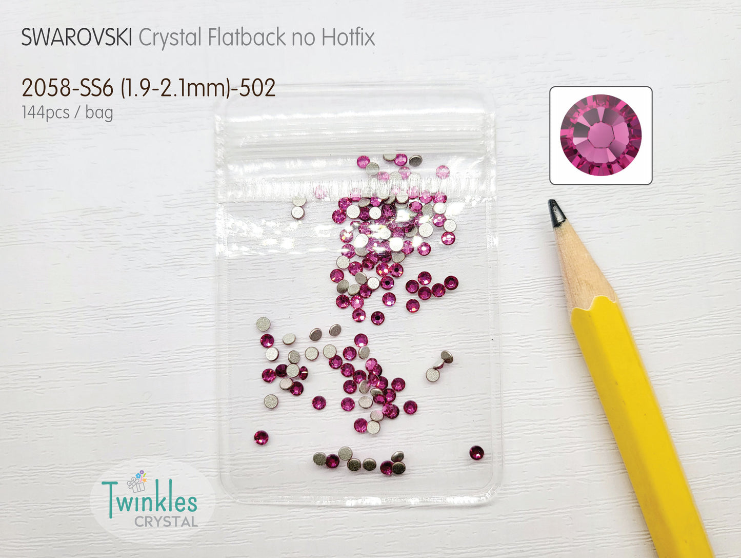 144pcs #502- Swarovski Flatback Crystal No Hotfix - Fushia