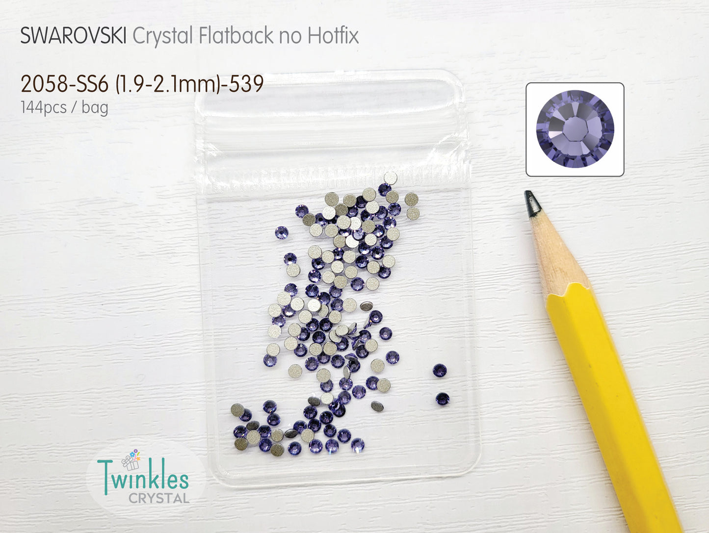 144pcs #539- Swarovski Flatback Crystal No Hotfix - Tanzanite