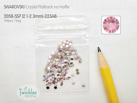 223AB - Swarovski Flatback Crystal No Hotfix - Light Rose AB