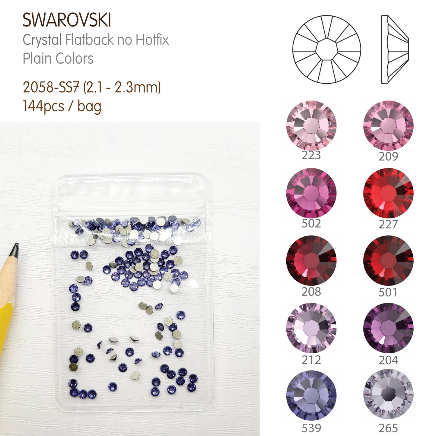 #2058-SS7 - Swarovski Flatback no Hotfix Crystal Picking Color - 144pcs