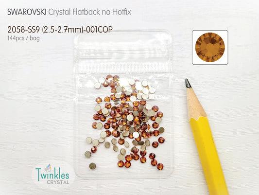 Clr#001COP - Swarovski Flatback Crystal No Hotfix - 144pcs - Crystal Copper