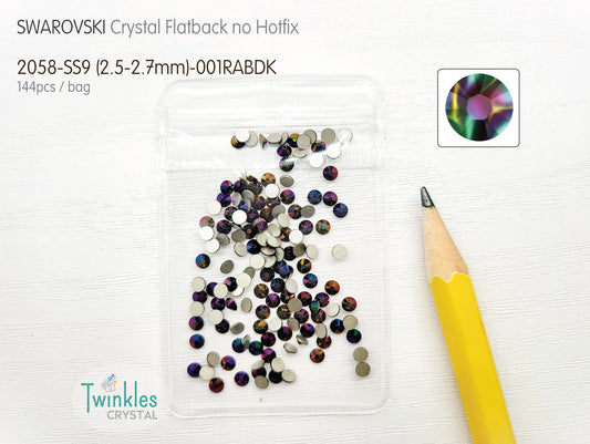 Clr#001RABDK - Swarovski Flatback Crystal No Hotfix - Crystal Rainbow Dark