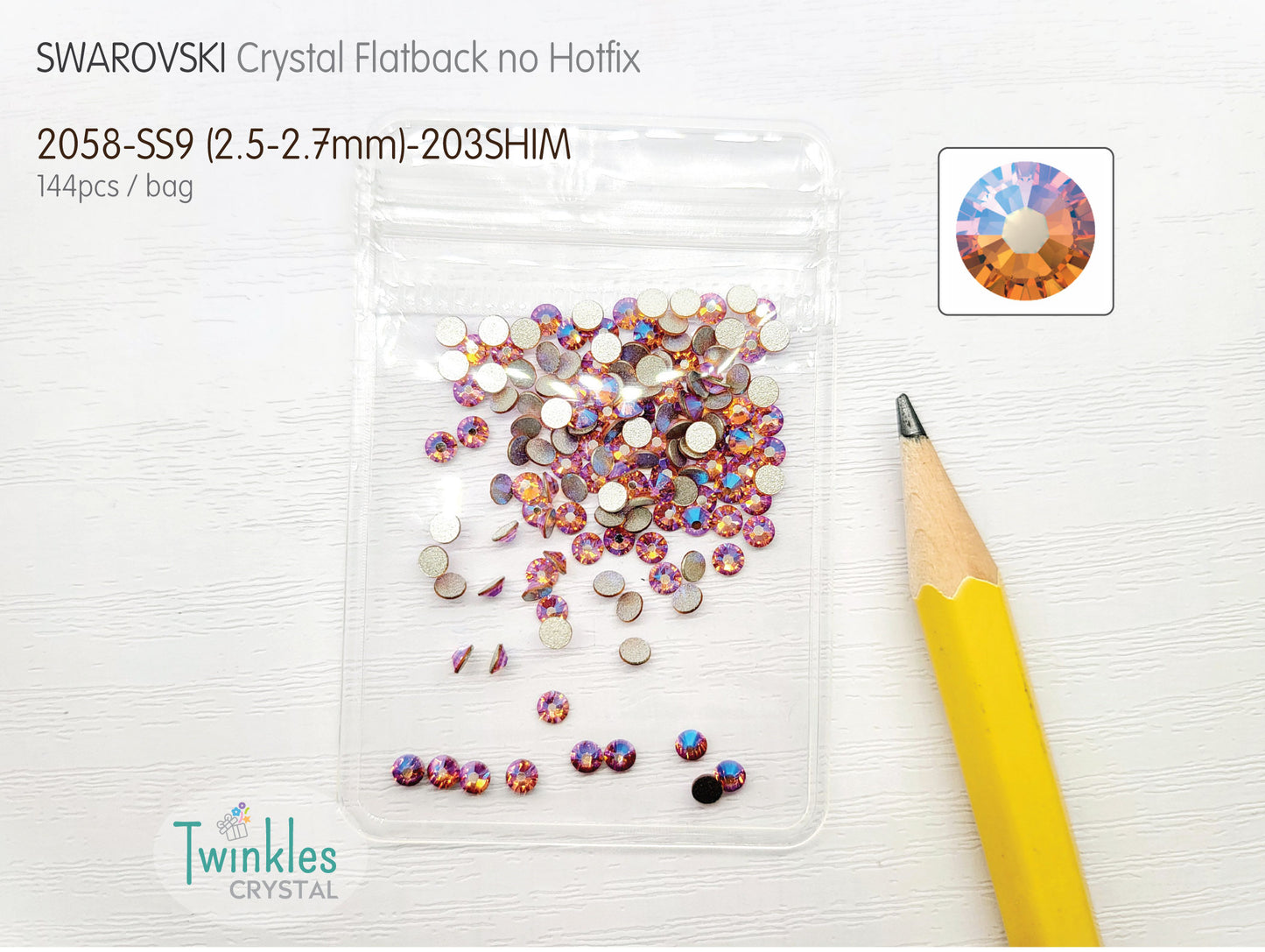 #2058-SS9 - Swarovski Flatback no Hotfix Crystal Picking Color - 144pcs