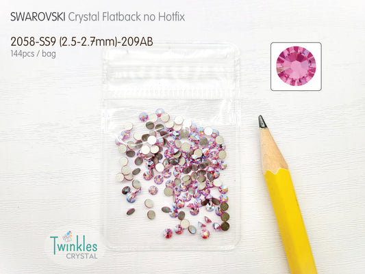 Clr#209AB- Swarovski Flatback Crystal No Hotfix - Rose AB