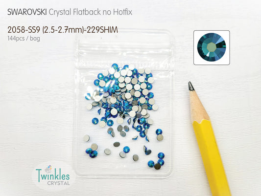 229Sim - Swarovski Flatback Crystal No Hotfix - Blue Zircon Shimmer