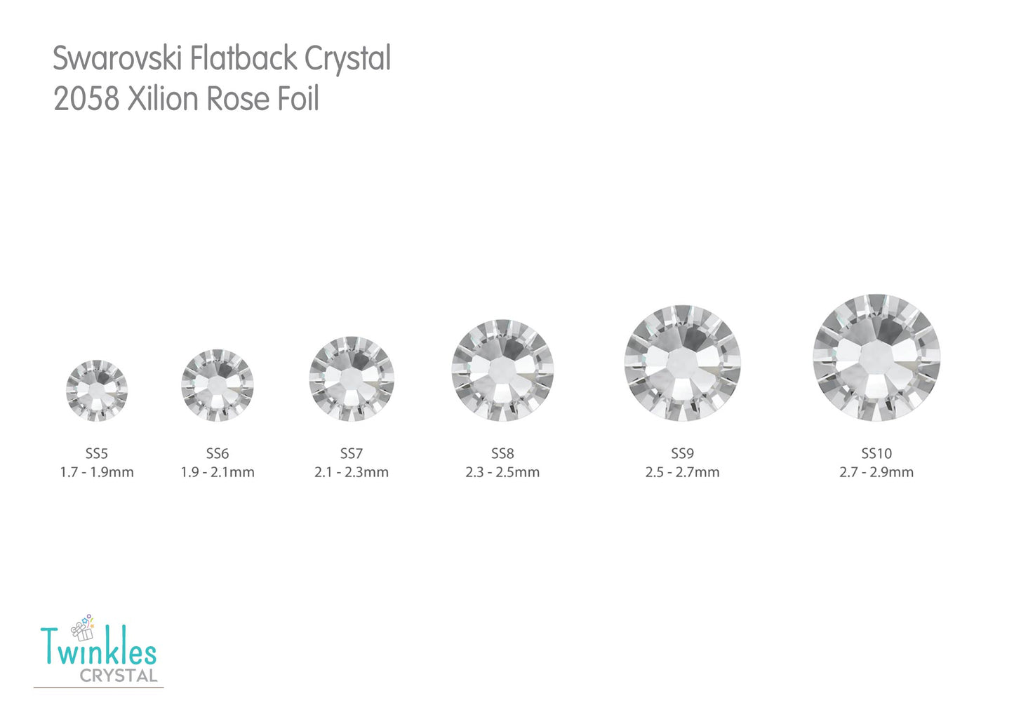 Small Size - Swarovski Flatback Crystal No Hotfix #2058-Crystal Clear
