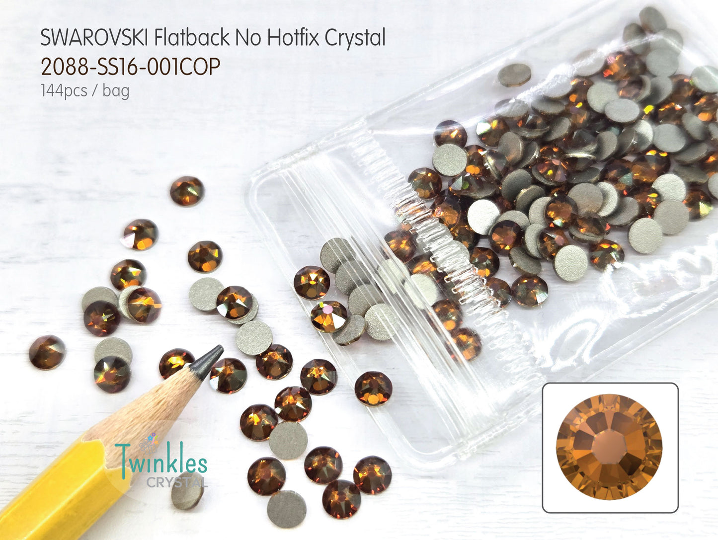 001COP - Swarovski Flatback Crystal No Hotfix - 144pcs - Crystal Copper