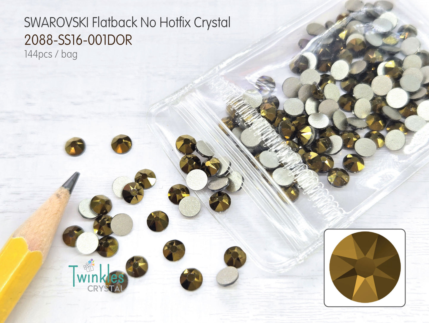 001DOR - Swarovski Flatback Crystal No Hotfix - Crystal Dorado