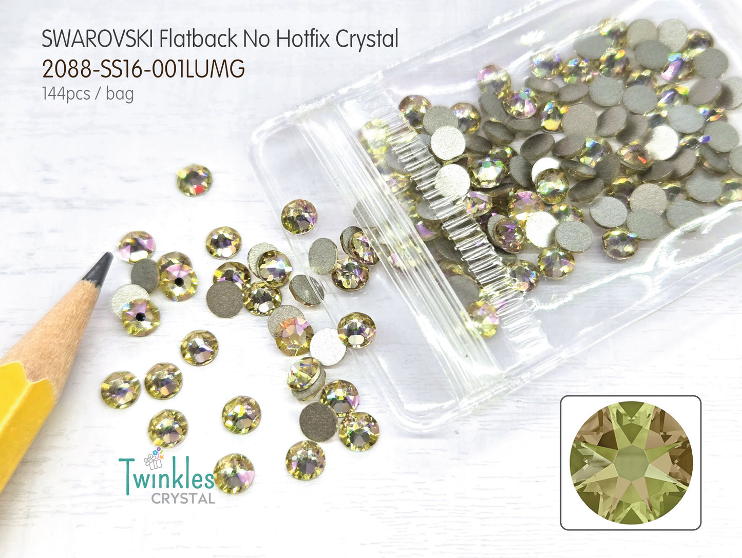 #2088-SS16 (3.8 - 4.0mm) - Swarovski Flatback no Hotfix Crystal - 144pcs