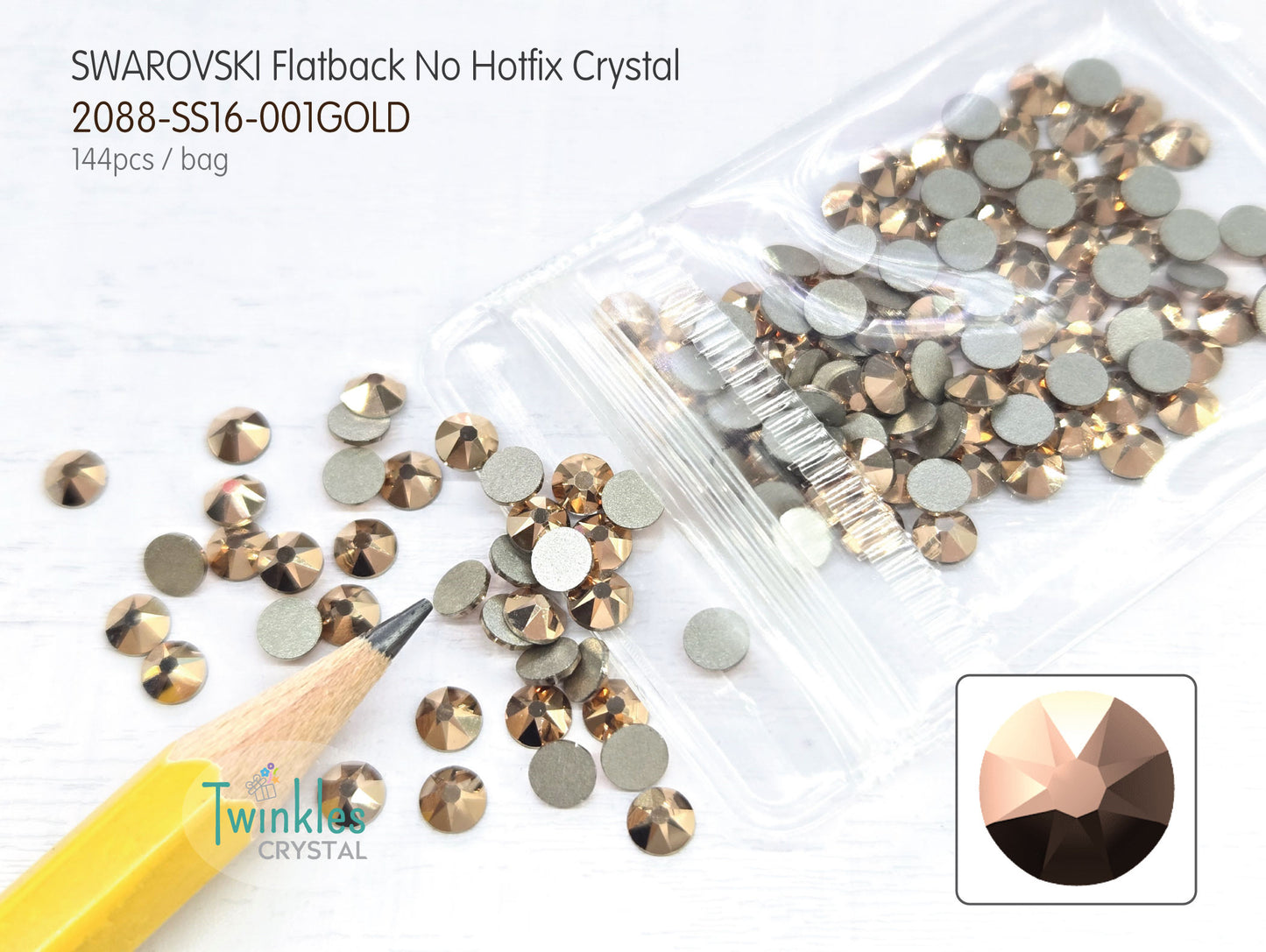 #2088-SS16 (3.8 - 4.0mm) - Swarovski Flatback no Hotfix Crystal - 144pcs