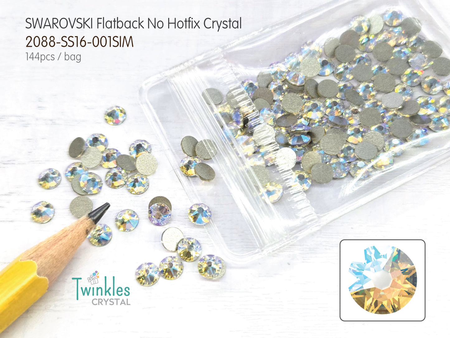 #2088-SS16 (3.8 - 4.0mm) - Swarovski Flatback no Hotfix Crystal - 144pcs
