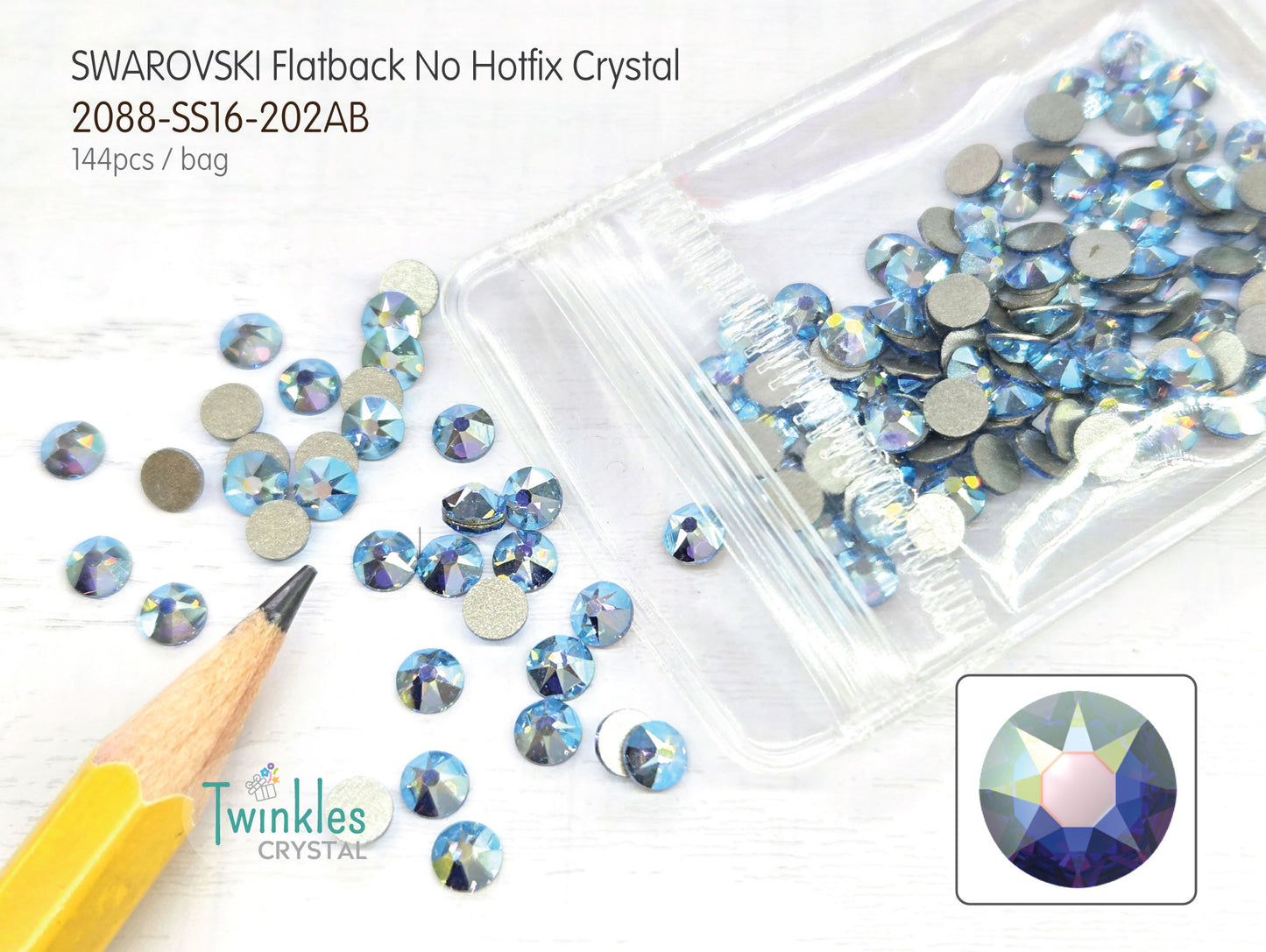 #2088-SS16 (3.8 - 4.0mm) - Swarovski Flatback no Hotfix Crystal - 144pcs