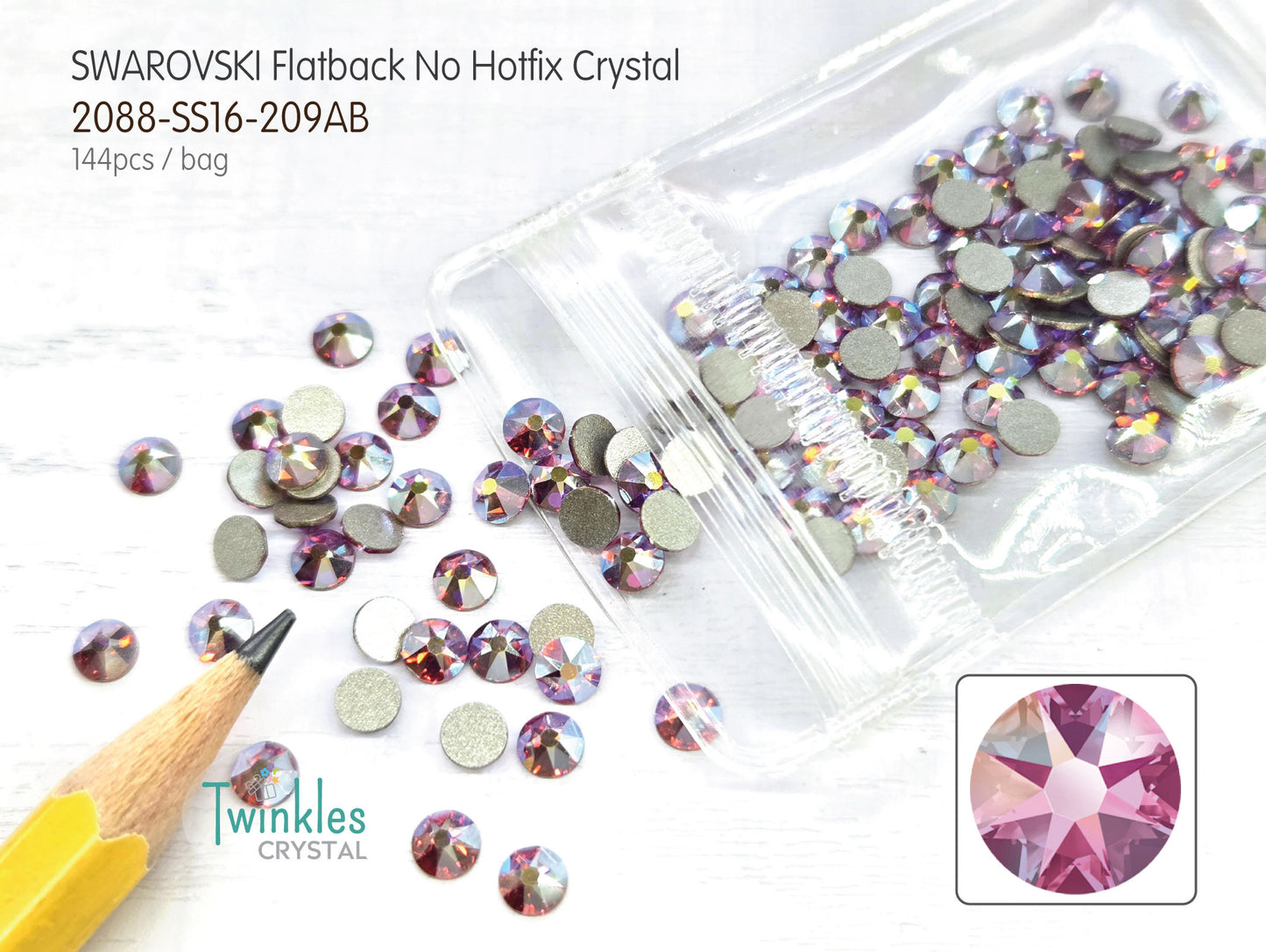#2088-SS16 (3.8 - 4.0mm) - Swarovski Flatback no Hotfix Crystal - 144pcs