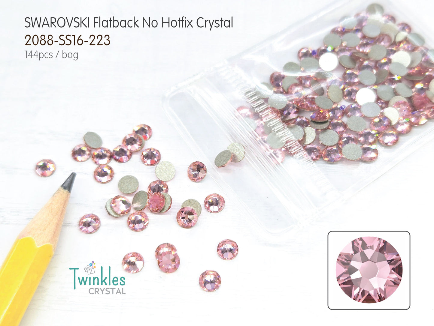 #2088-SS16 (3.8 - 4.0mm) - Swarovski Flatback no Hotfix Crystal - 144pcs