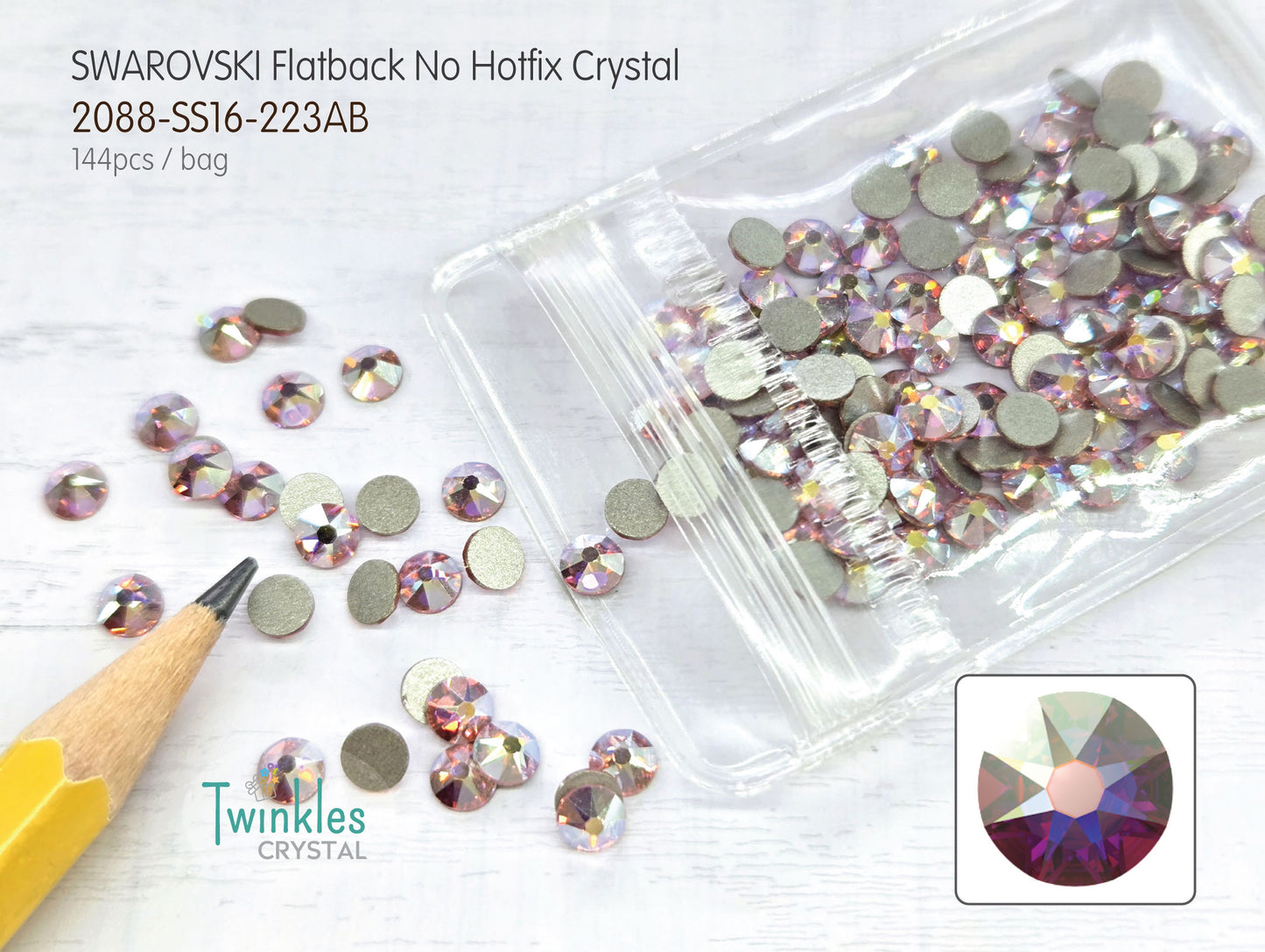 #2088-SS16 (3.8 - 4.0mm) - Swarovski Flatback no Hotfix Crystal - 144pcs