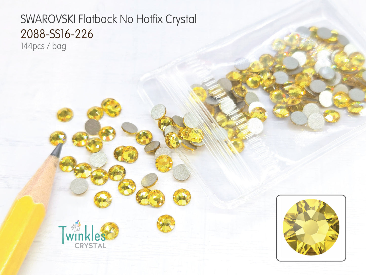 #2088-SS16 (3.8 - 4.0mm) - Swarovski Flatback no Hotfix Crystal - 144pcs