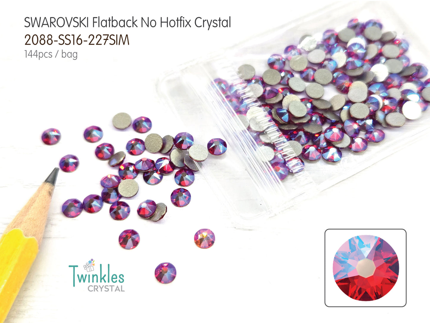 #2088-SS16 (3.8 - 4.0mm) - Swarovski Flatback no Hotfix Crystal - 144pcs