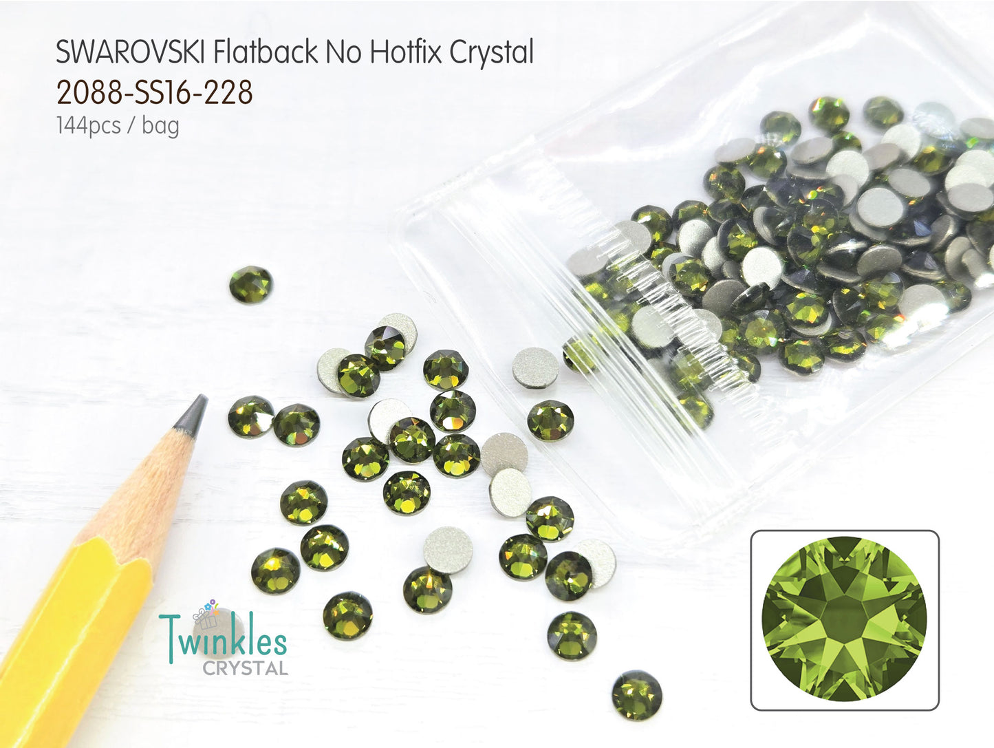 #2088-SS16 (3.8 - 4.0mm) - Swarovski Flatback no Hotfix Crystal - 144pcs