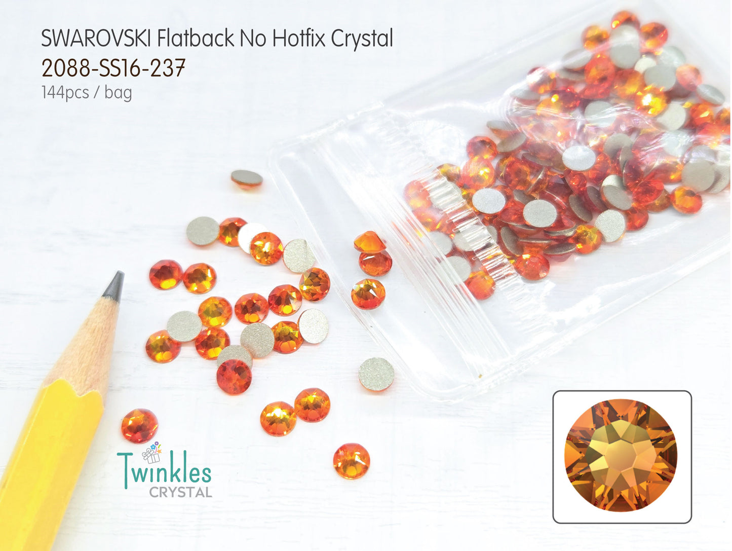 #2088-SS16 (3.8 - 4.0mm) - Swarovski Flatback no Hotfix Crystal - 144pcs