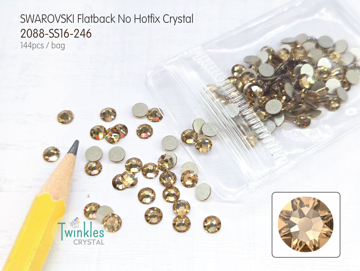 #2088-SS16 (3.8 - 4.0mm) - Swarovski Flatback no Hotfix Crystal - 144pcs