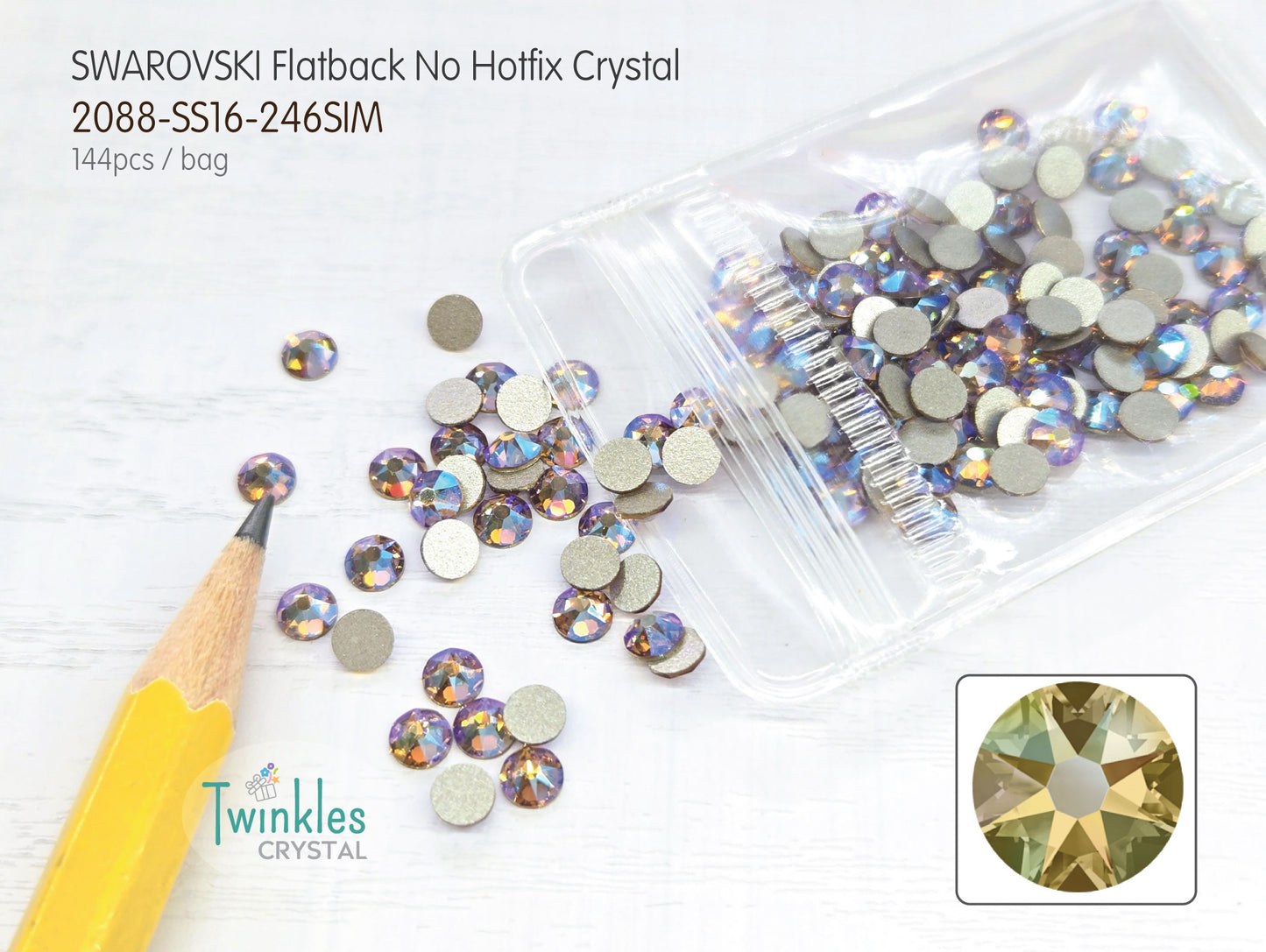 #2088-SS16 (3.8 - 4.0mm) - Swarovski Flatback no Hotfix Crystal - 144pcs