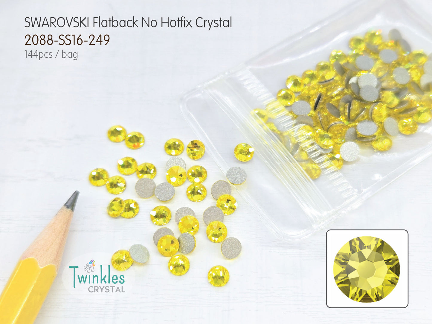 #2088-SS16 (3.8 - 4.0mm) - Swarovski Flatback no Hotfix Crystal - 144pcs