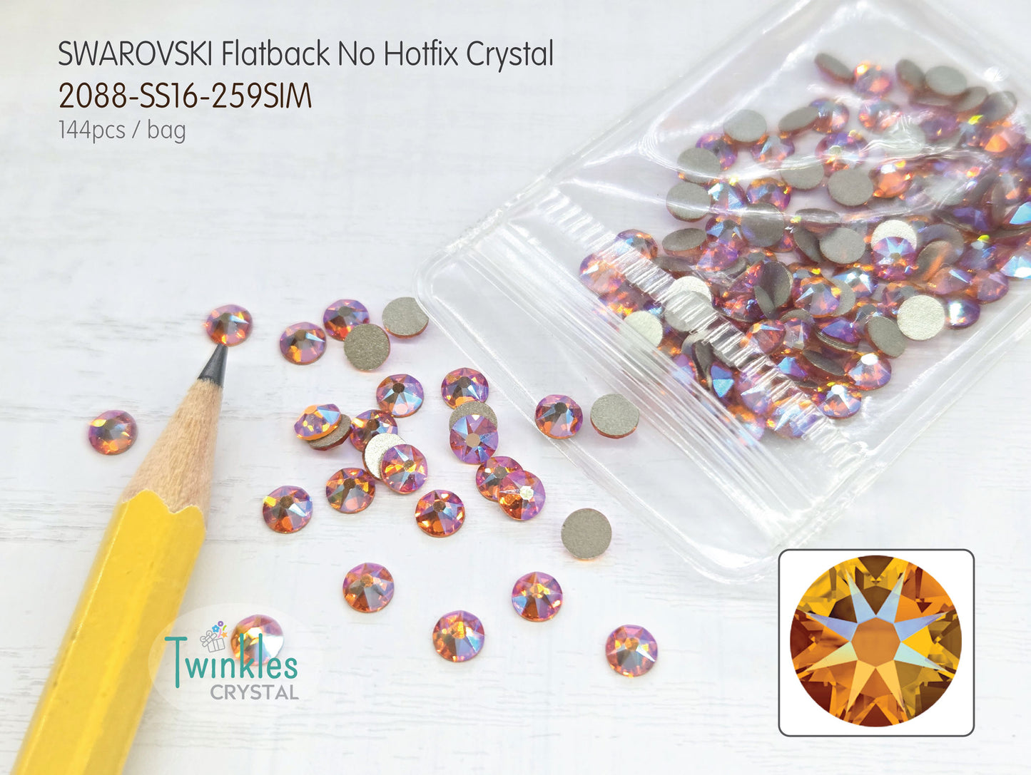 #2088-SS16 (3.8 - 4.0mm) - Swarovski Flatback no Hotfix Crystal - 144pcs