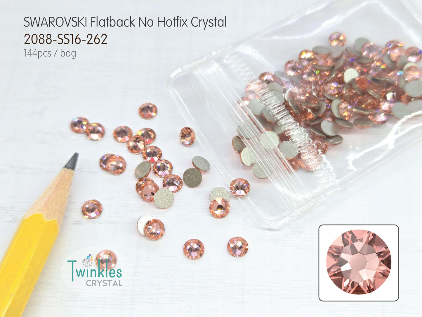 #2088-SS16 (3.8 - 4.0mm) - Swarovski Flatback no Hotfix Crystal - 144pcs