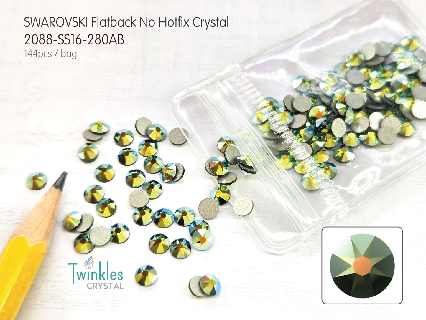#2088-SS16 (3.8 - 4.0mm) - Swarovski Flatback no Hotfix Crystal - 144pcs
