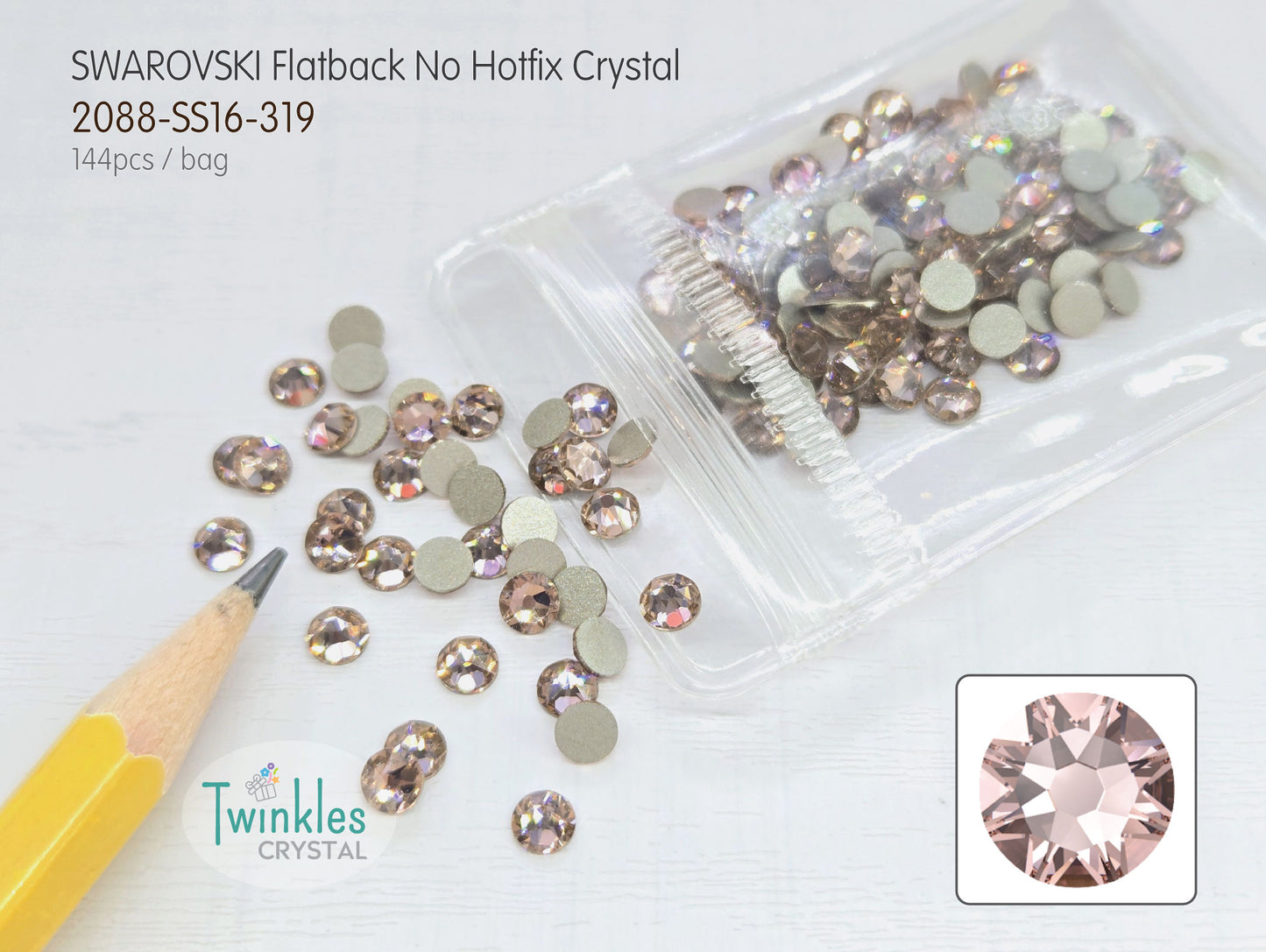 #2088-SS16 (3.8 - 4.0mm) - Swarovski Flatback no Hotfix Crystal - 144pcs