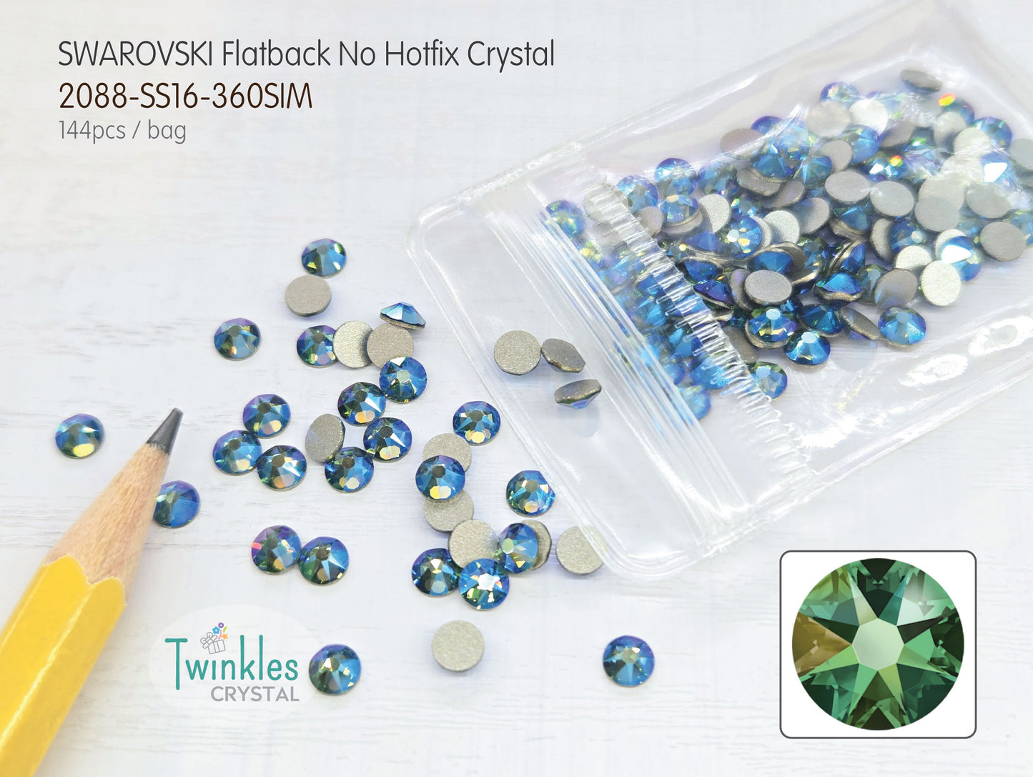 #2088-SS16 (3.8 - 4.0mm) - Swarovski Flatback no Hotfix Crystal - 144pcs