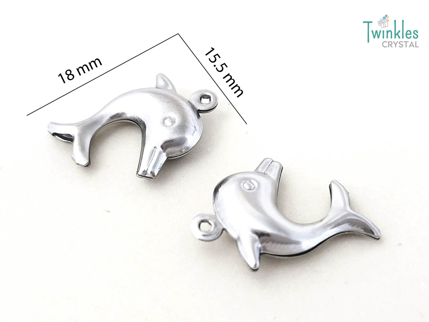 15pcs - 3D Stainless Steel Pendant Heart Starfish Bell Dolphin Apple Charm