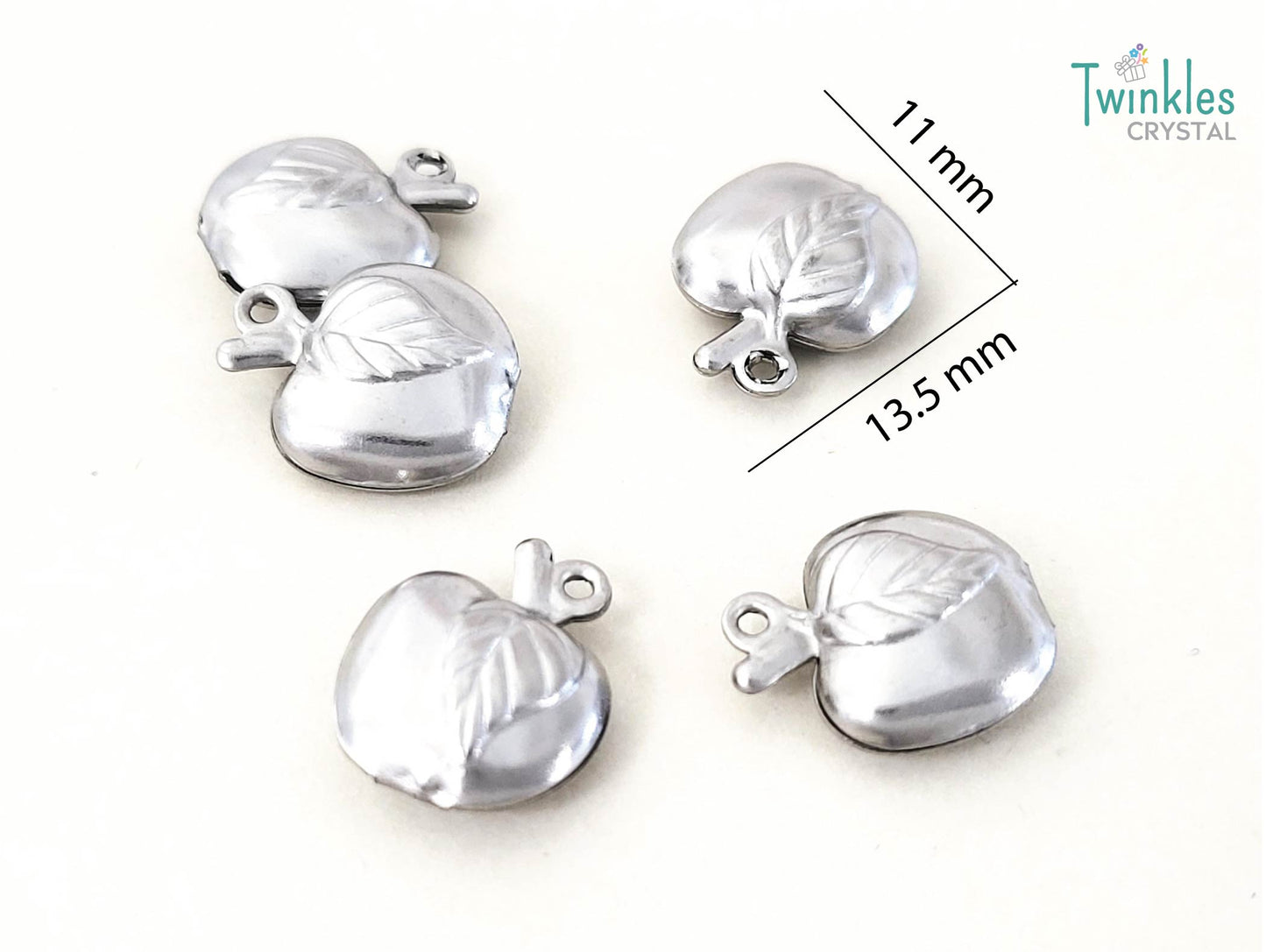 15pcs - 3D Stainless Steel Pendant Heart Starfish Bell Dolphin Apple Charm