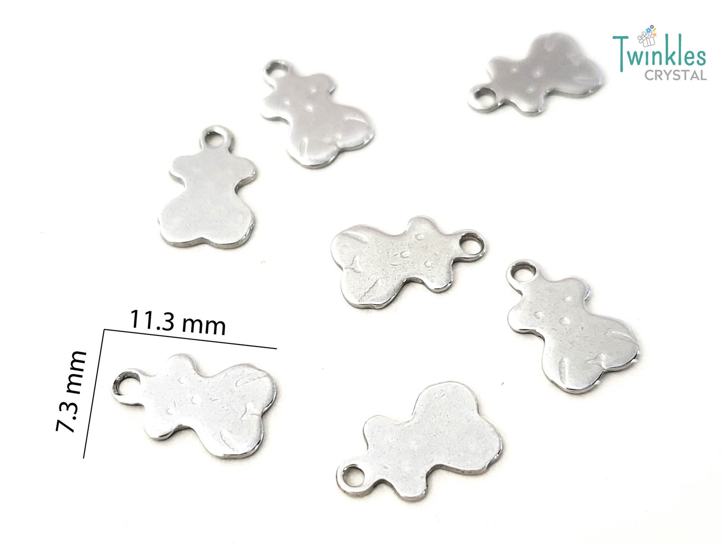 15pcs - 3D Stainless Steel Pendant Heart Starfish Bell Dolphin Apple Charm