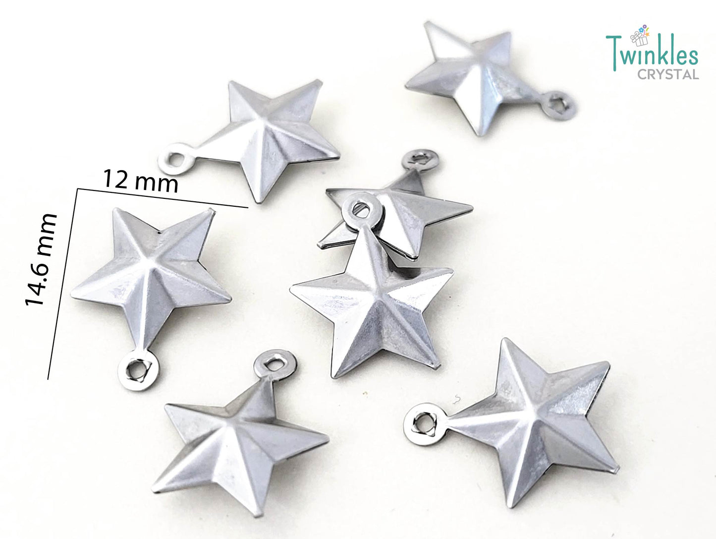 15pcs - 3D Stainless Steel Pendant Heart Starfish Bell Dolphin Apple Charm