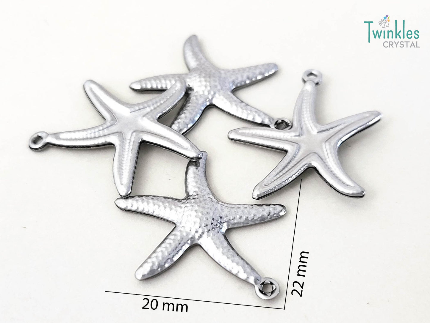 15pcs - 3D Stainless Steel Pendant Heart Starfish Bell Dolphin Apple Charm