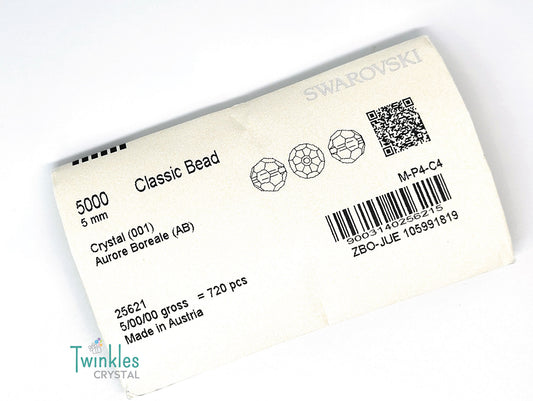 5mm - Swarovski Crystal Round Bead #5000 - Crystal AB