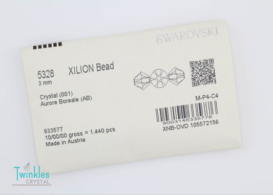 3mm - Swarovski Crystal Xilion Bicone Bead #5328 - Crystal AB