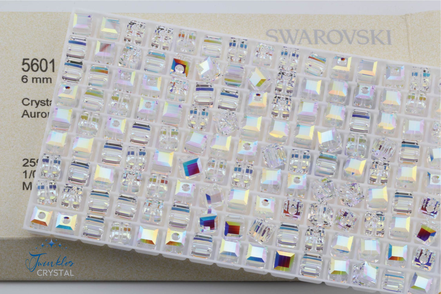 #5601-Crystal AB Swarovski Crystal Cube Bead All Size