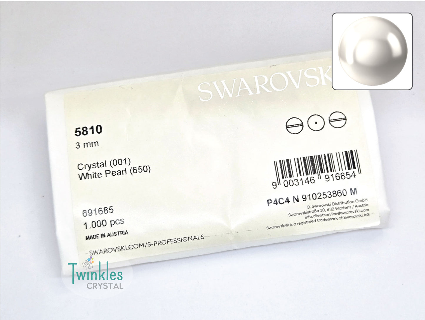 #650 - Swarovski Crystal Pearl - White