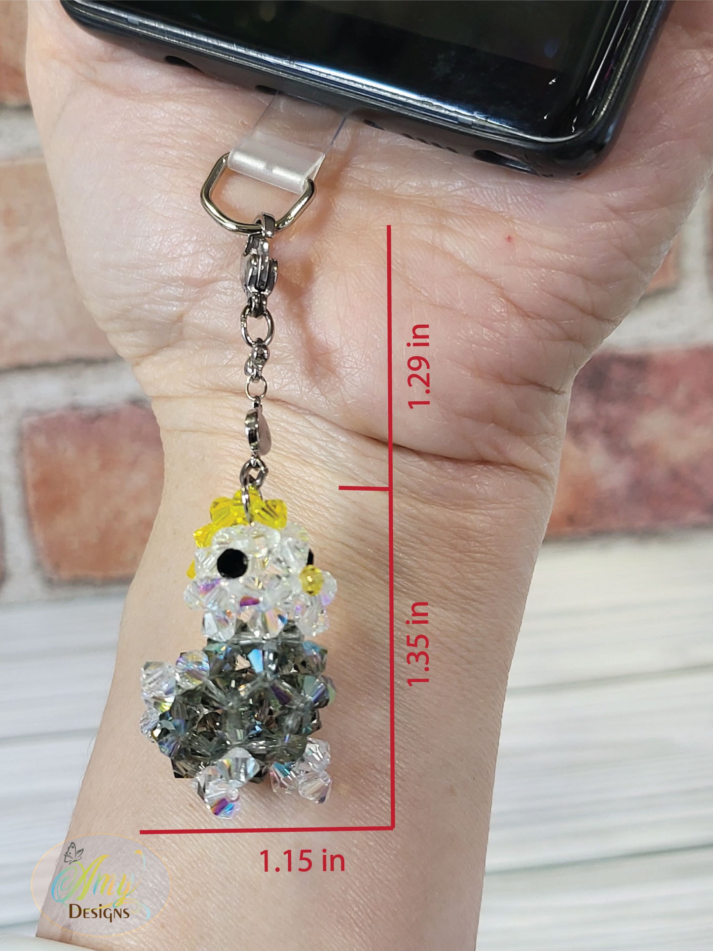 Handmade Crystal Beaded Chick Phone Charm Keychain