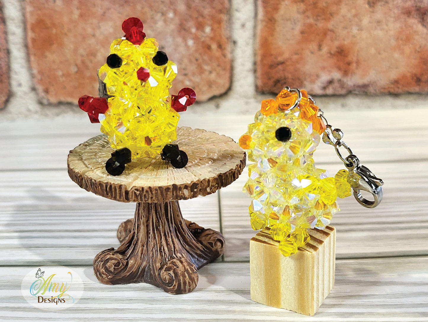 Handmade Crystal Beaded Chick Phone Charm Keychain