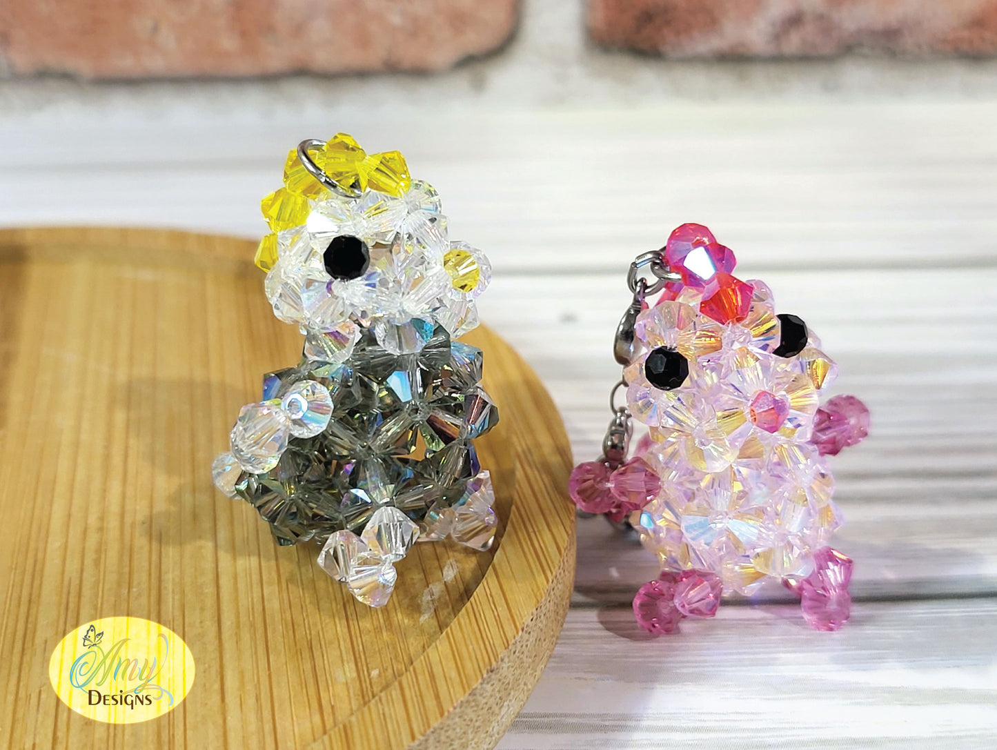 Handmade Crystal Beaded Chick Phone Charm Keychain