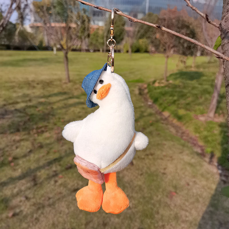 Tilt-Head Duck Plush Keychain – Mini Stuffed Animal Bag Charm