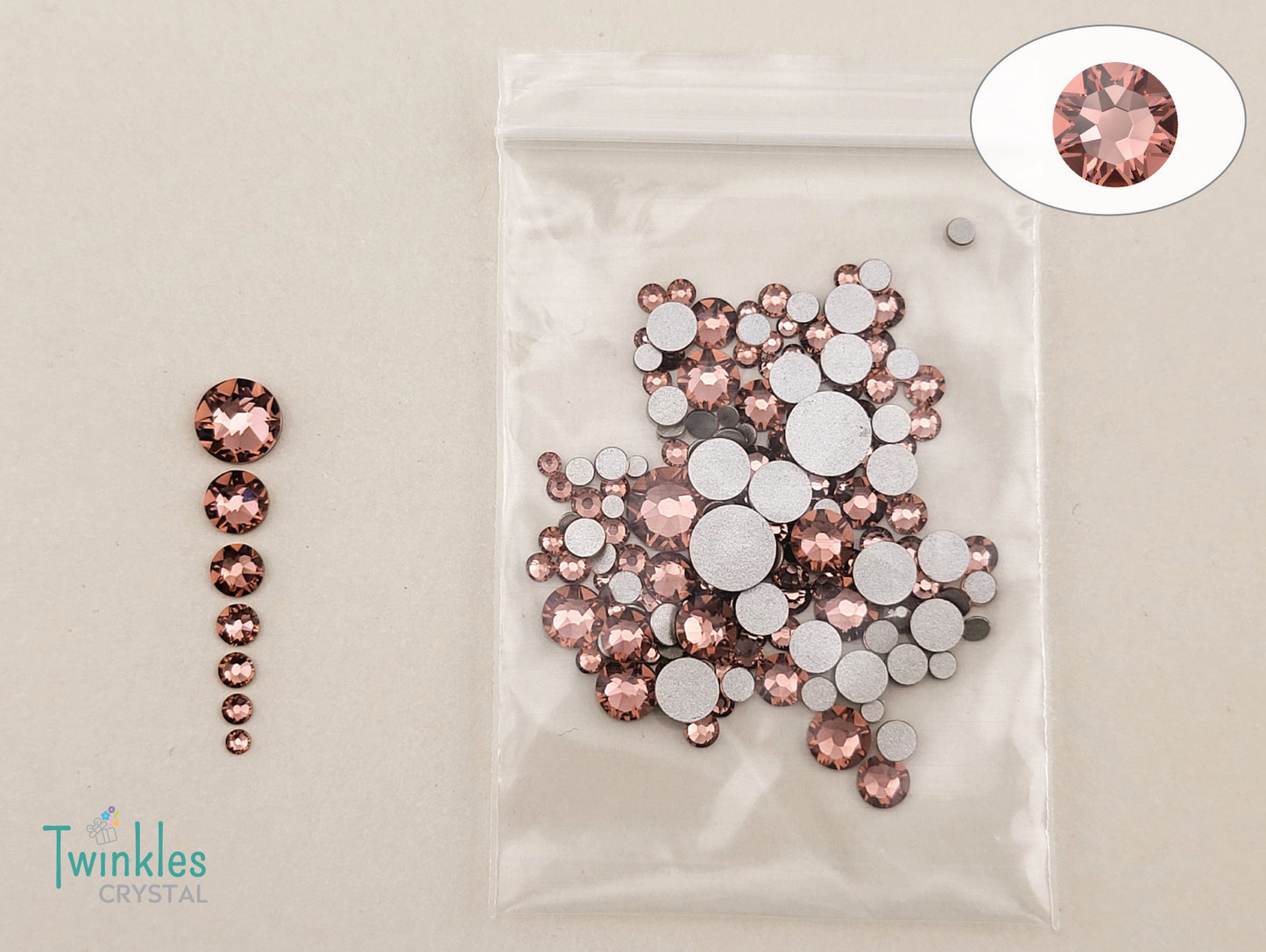 Clr#257 - Swarovski Flatback Crystal No Hotfix - Blush Rose