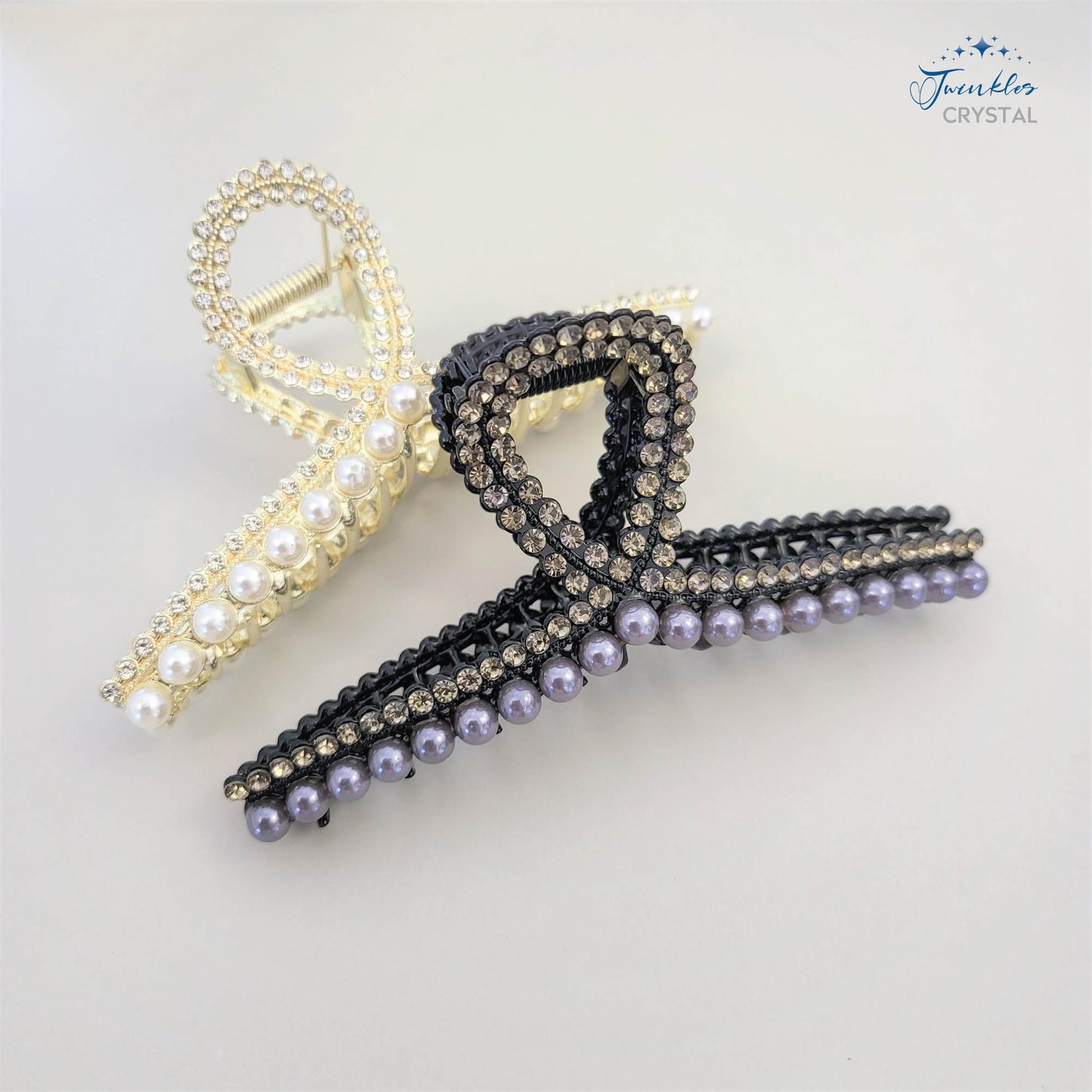 Butterfly Woman Metal Hair Claw Clip Rhinestone Pearl