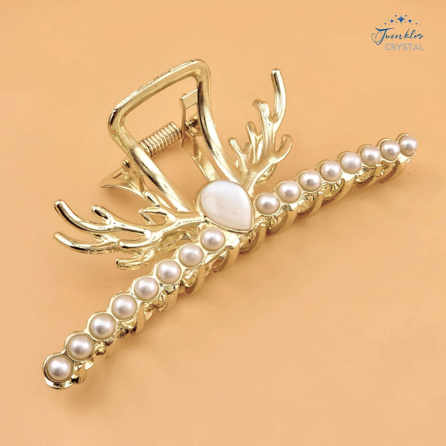 11.0 cm Woman Metal Hair Claw Clip Gold Color Rhinestone Clip