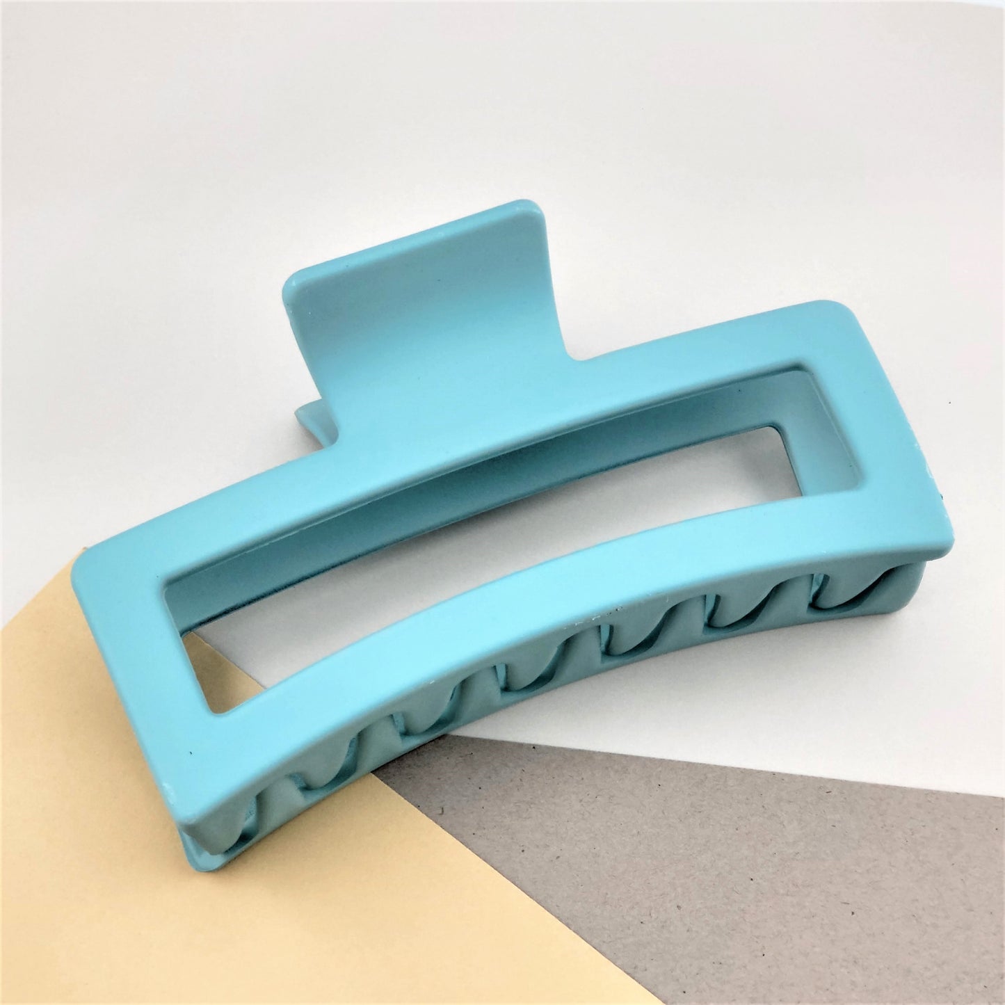 Matte Color Rectangle Thick Plastic Hair Jaw Clip Claw Holder Transparent Color